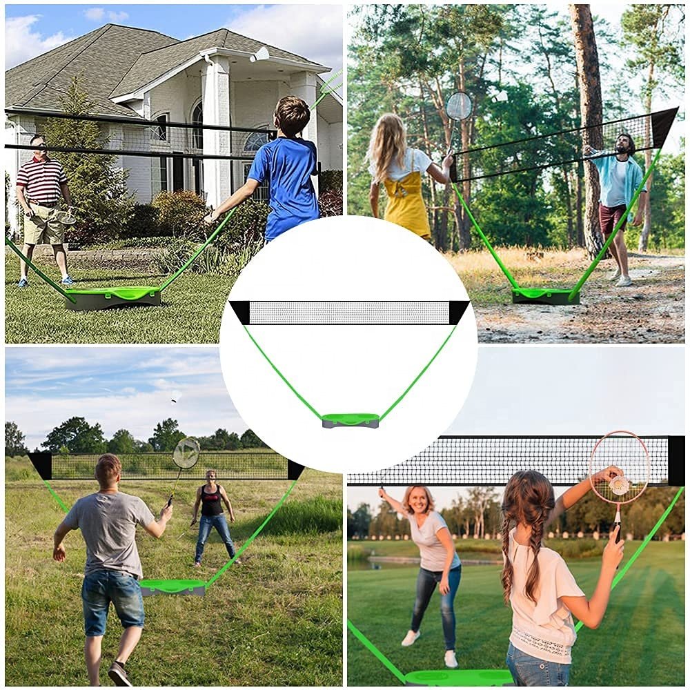 Portable Badminton Net Set with Storage Base, Folding Volleyball Badminton Net, Easy Setup for Beach Backyard Combo Set