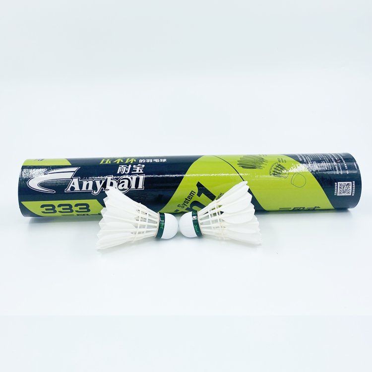 Anyball Brand 333 Durable Fiber Cork Hybrid Shuttlecock 3-in-1 Natural Straight Feather Badminton for Training
