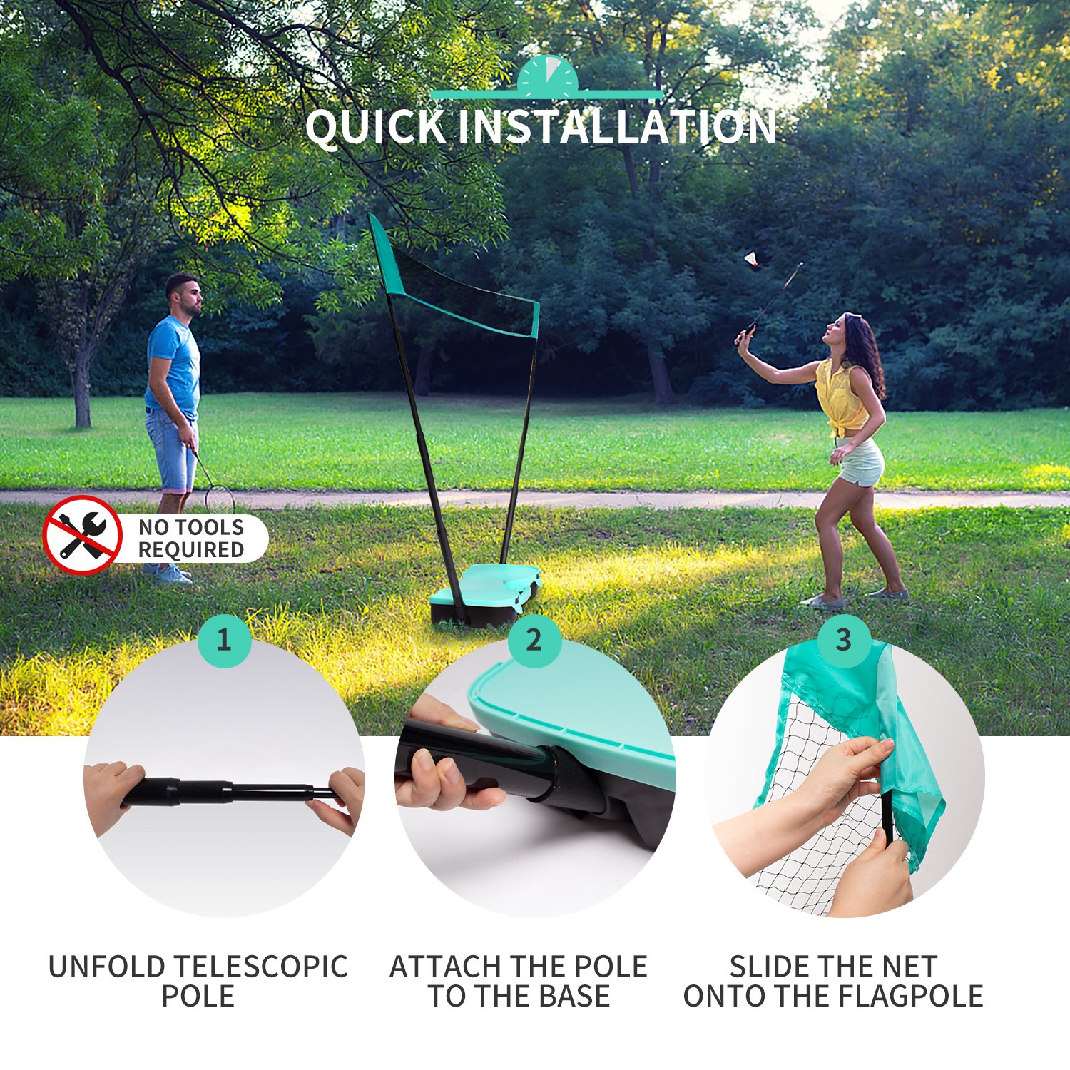 Folding Portable Badminton Net Racket Stand Set Volleyball Tennis Net