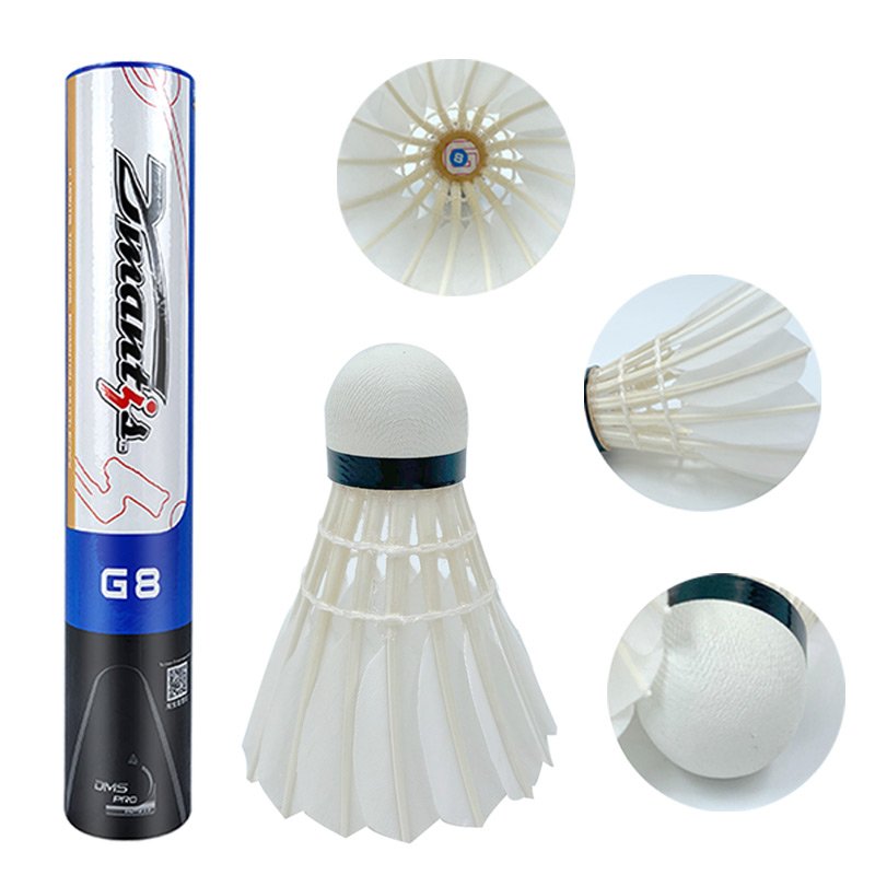 Dmantis G8 Goose Feather Badminton Shuttlecock Durable Fiber Cork Badminton Ball Suitable for Training or Tournament BWF