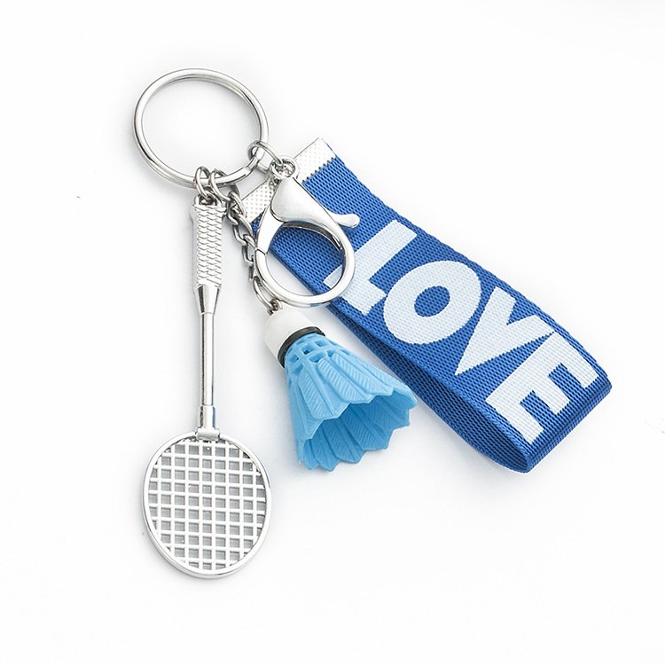 MINI BADMINTON SHUTTLECOCK RACKET KEYCHAIN METAL BADMINTON KEYCHAIN PROMOTION KEYCHAIN