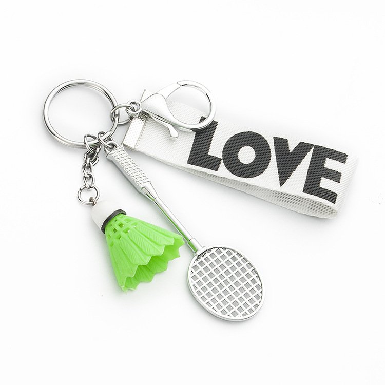MINI BADMINTON SHUTTLECOCK RACKET KEYCHAIN METAL BADMINTON KEYCHAIN PROMOTION KEYCHAIN