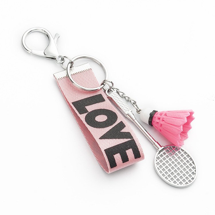 MINI BADMINTON SHUTTLECOCK RACKET KEYCHAIN METAL BADMINTON KEYCHAIN PROMOTION KEYCHAIN