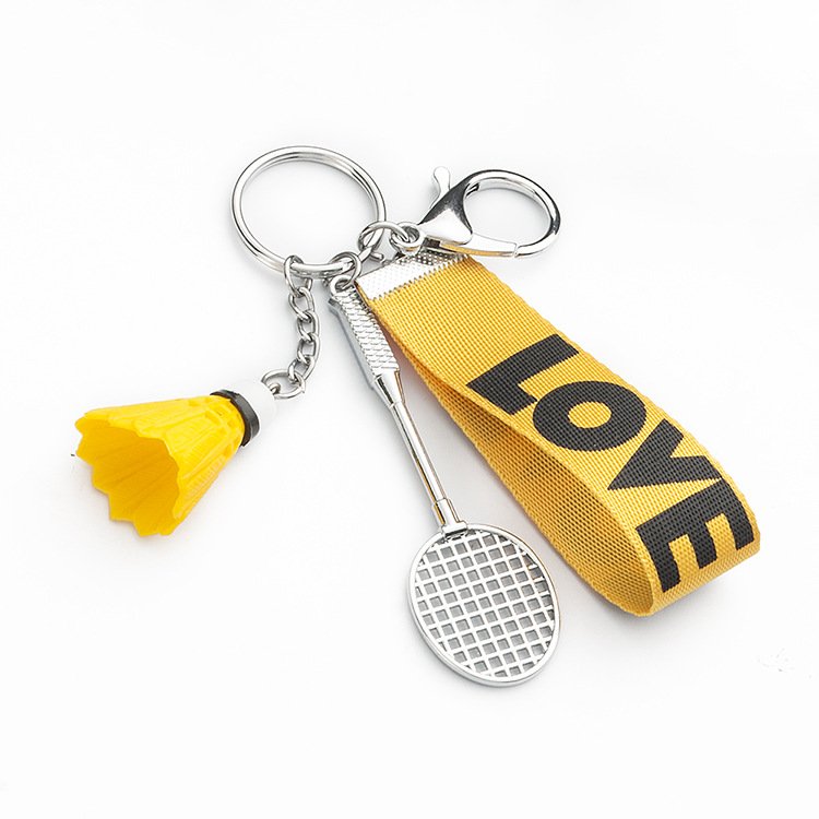 MINI BADMINTON SHUTTLECOCK RACKET KEYCHAIN METAL BADMINTON KEYCHAIN PROMOTION KEYCHAIN