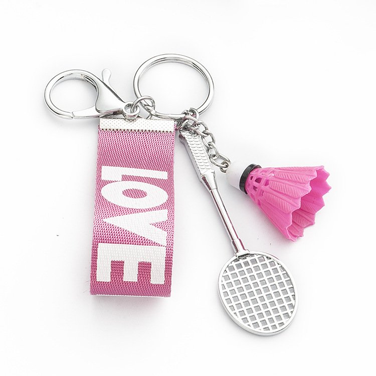 MINI BADMINTON SHUTTLECOCK RACKET KEYCHAIN METAL BADMINTON KEYCHAIN PROMOTION KEYCHAIN