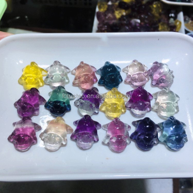 Rainbow Fluorite Pokemon Figure Crystal Mini Pokemon Carving Crafts Pikachu Jenny Turtle Eevee