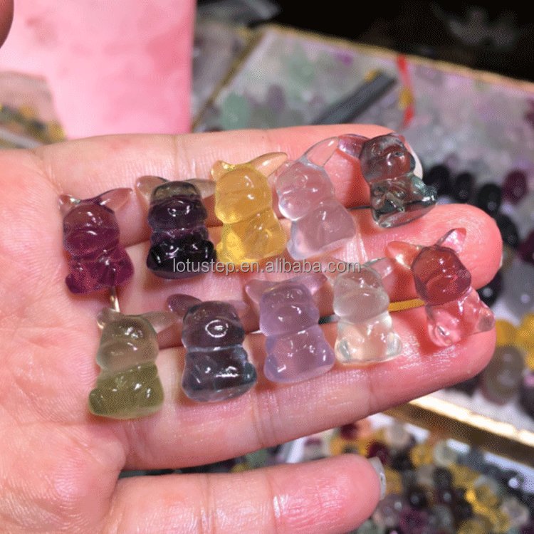 Rainbow Fluorite Pokemon Figure Crystal Mini Pokemon Carving Crafts Pikachu Jenny Turtle Eevee
