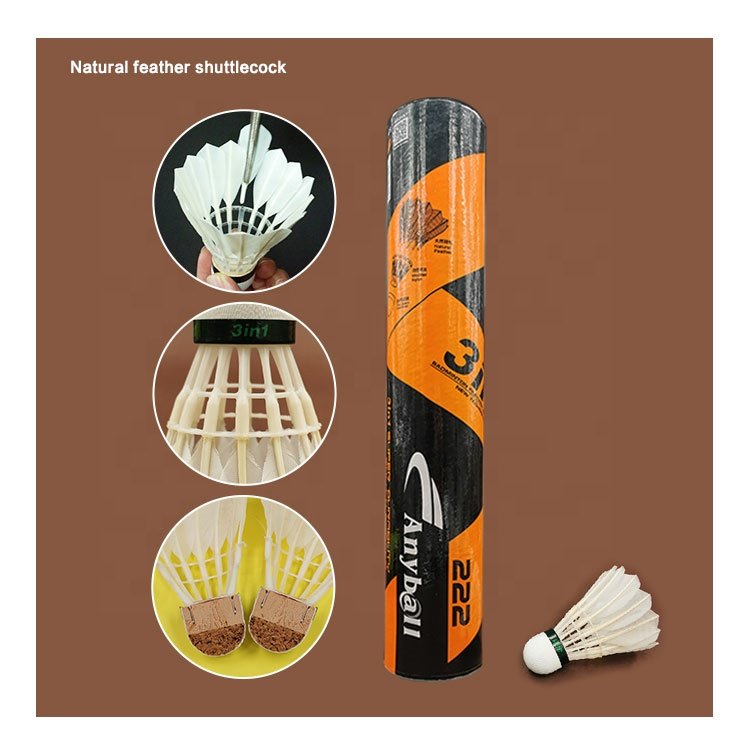 Factory Wholesale 3in1 Badminton Shuttlecock Goose Feather, Duck Feather Hybrid Shuttlecock Anyball 222 Federball