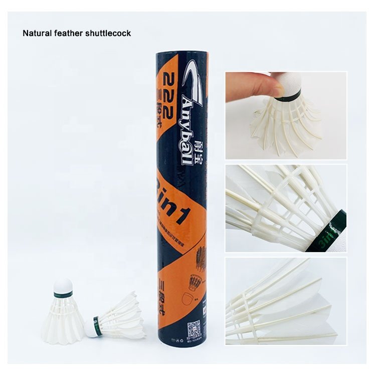 Factory Wholesale 3in1 Badminton Shuttlecock Goose Feather, Duck Feather Hybrid Shuttlecock Anyball 222 Federball