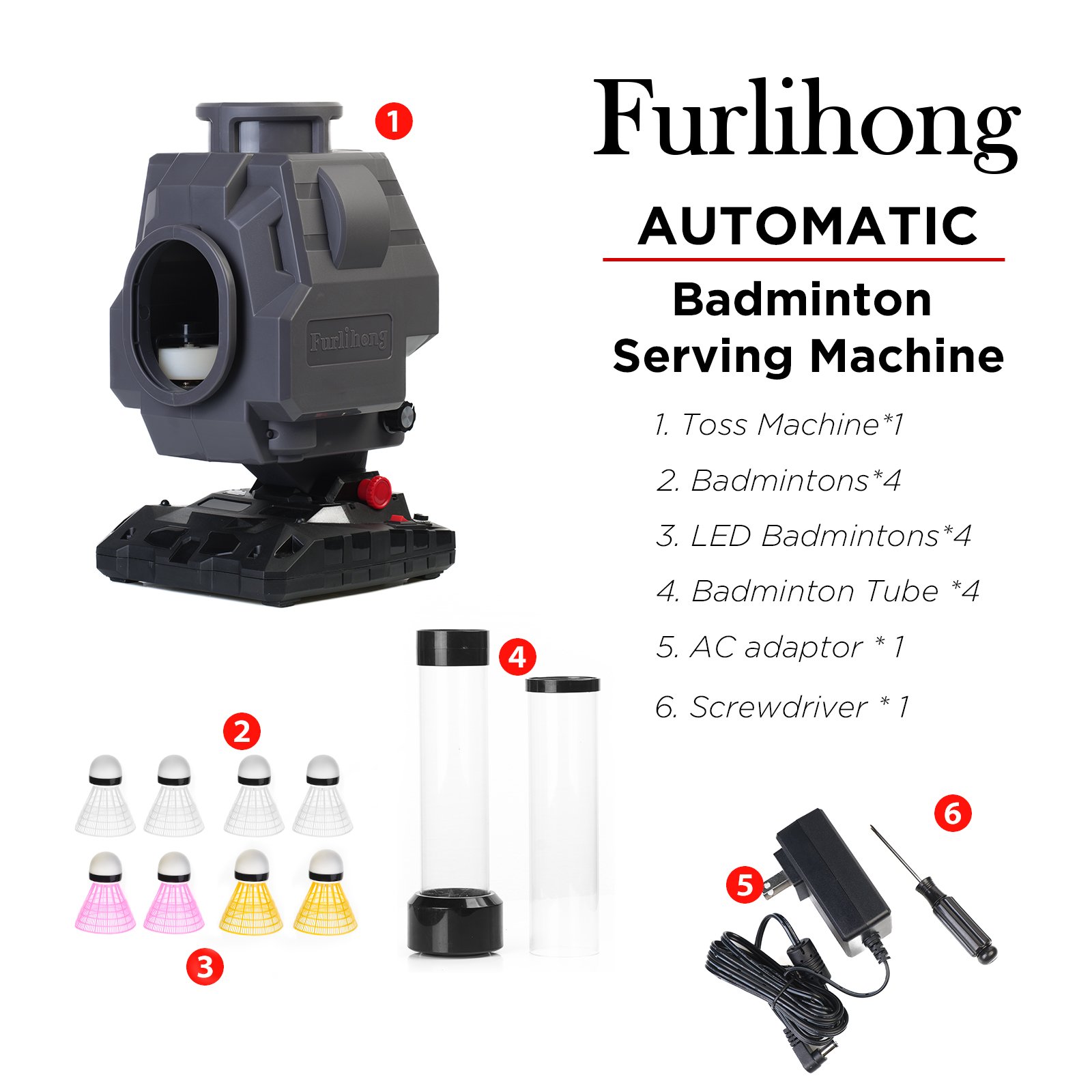 Furlihong 23803BH Badminton Pitching Machine Set for Baseball Practice,