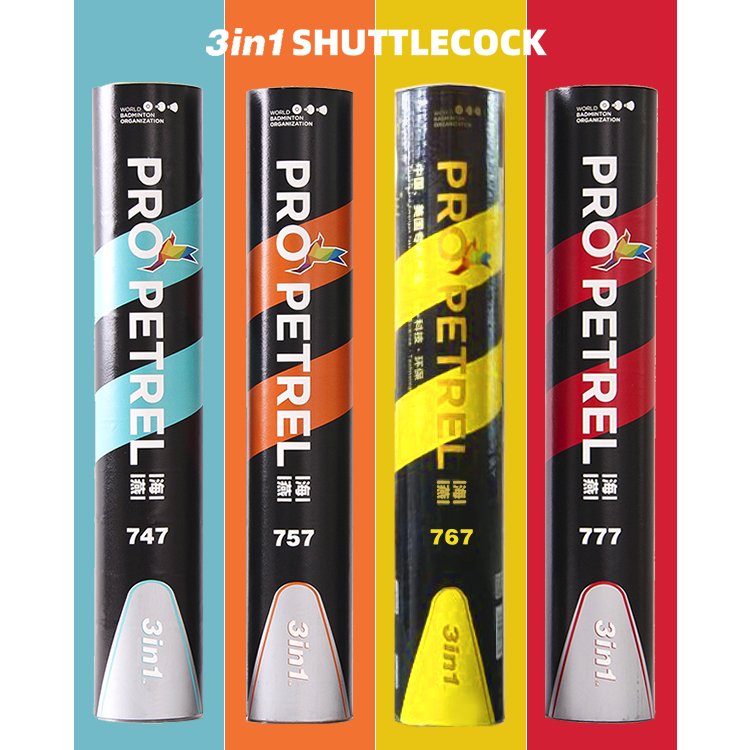 PRO PETREL 3 in 1 Hybrid Shuttlecocks 12-Pack, Professional Badminton Shuttlecocks Feather Ball with Great Durability Stability
