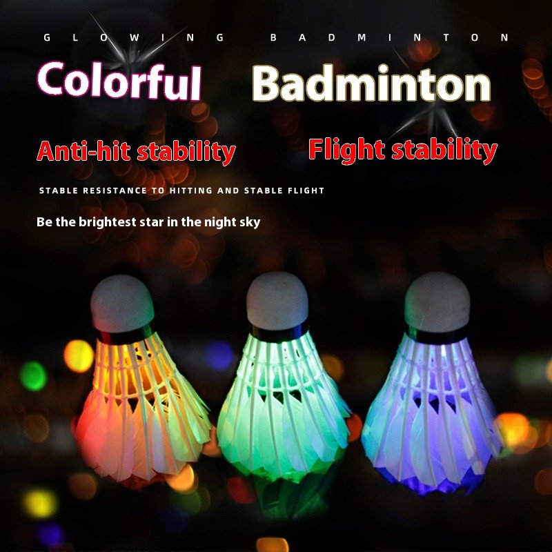 Shinning Lighting Badminton Shuttlecock Night LED Use Goose Feather Ball for Day and Night Play