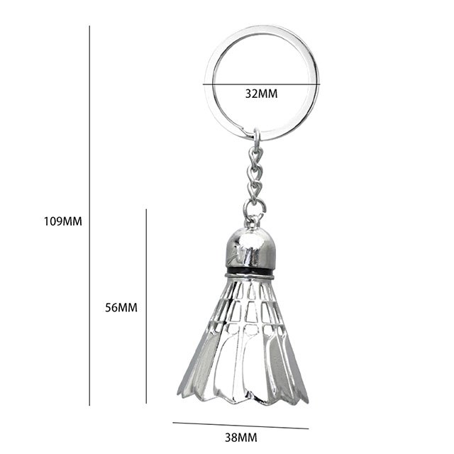 Sports Themed Shuttlecock Racket Metal Keychain Promotional Gift Mini 3D Key Chains