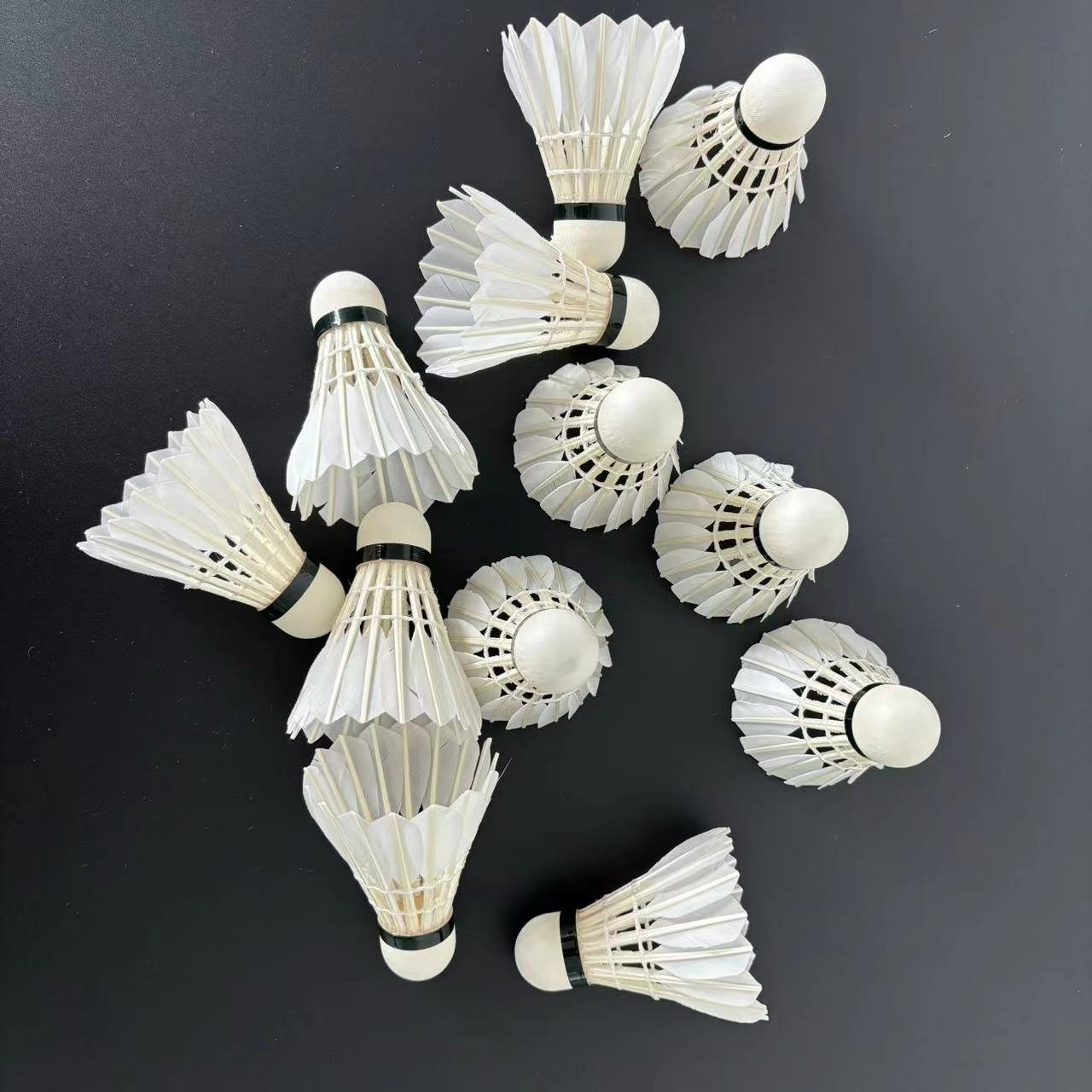 lingmei 10 quality Sports Ball Badminton Shuttlecocks Durable Goose Straight Feather with PU Cork for Training