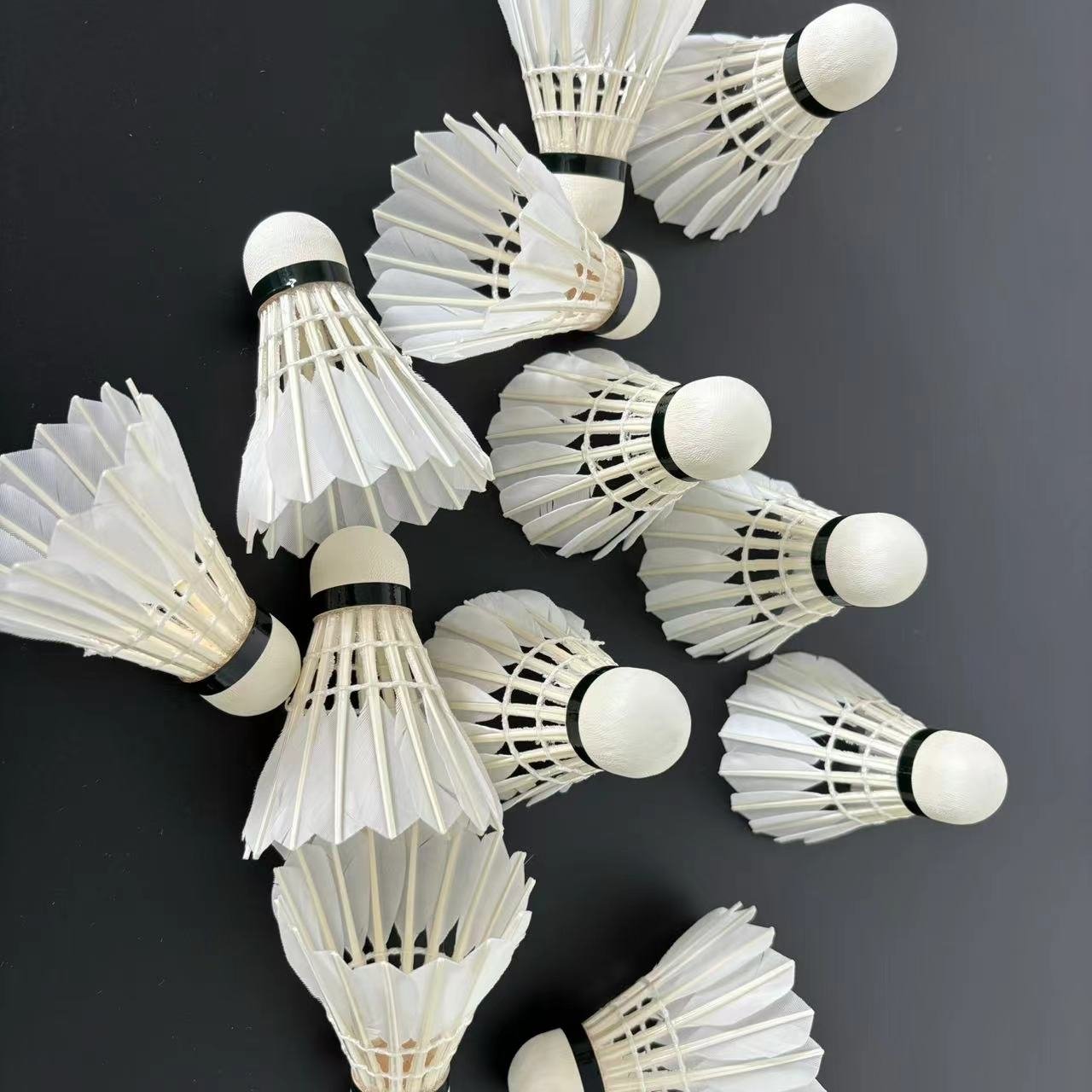 lingmei 10 quality Sports Ball Badminton Shuttlecocks Durable Goose Straight Feather with PU Cork for Training