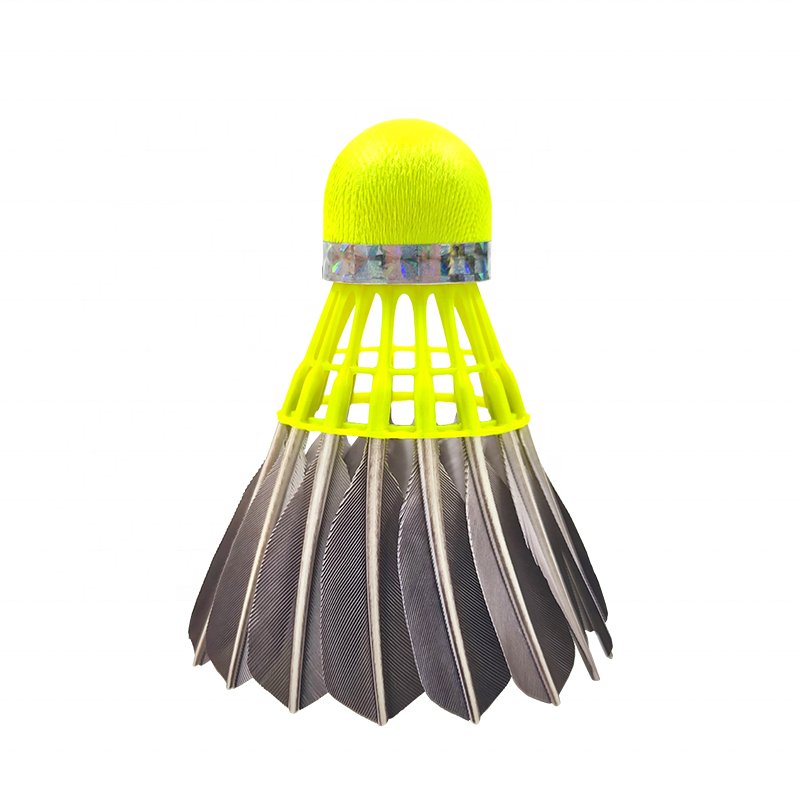 Cheap Price Fluorescent Yellow 3 in 1 Hybrid Badminton Shuttlecock Goose Feather For Shuttlecock