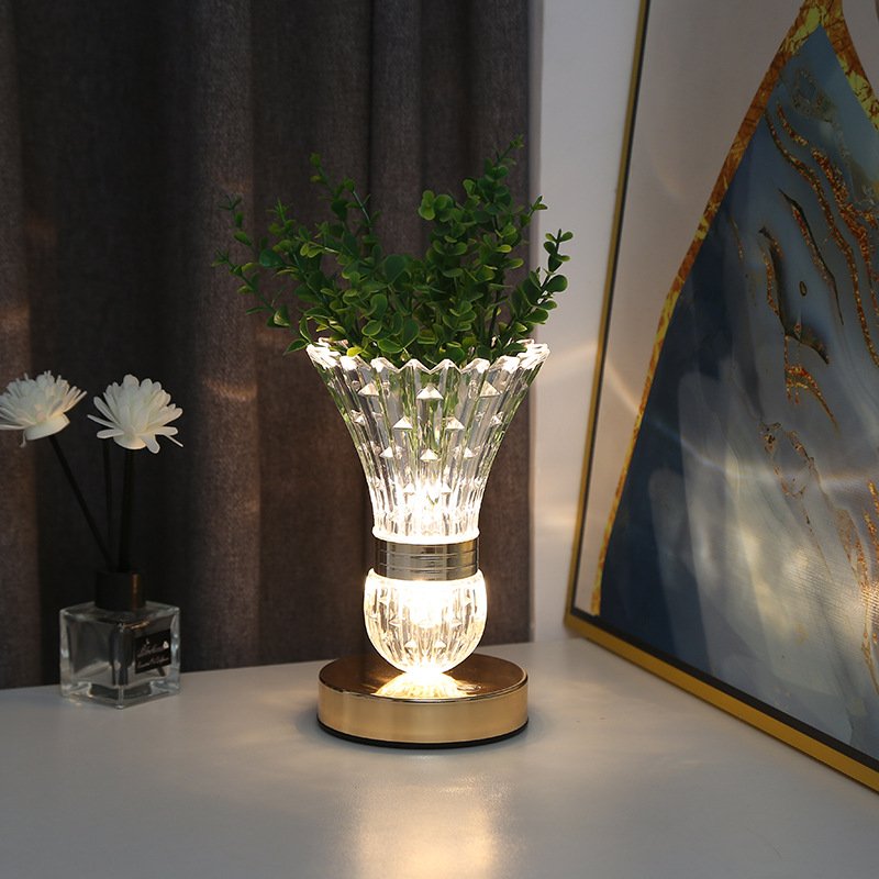 Elegant Design LED Decorative Rechargeable Vase Table Lamp For Home