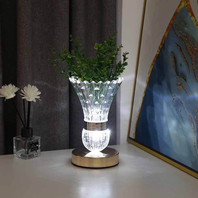 Elegant Design LED Decorative Rechargeable Vase Table Lamp For Home