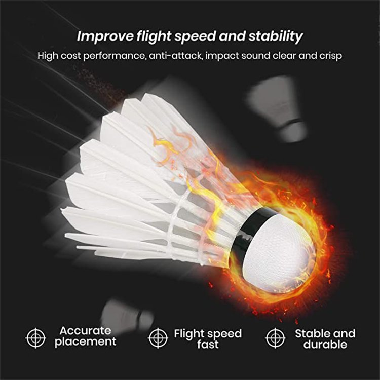 Hot Selling White Goose Feather Shuttlecock High Quality Durable Badminton Shuttlecock For Training