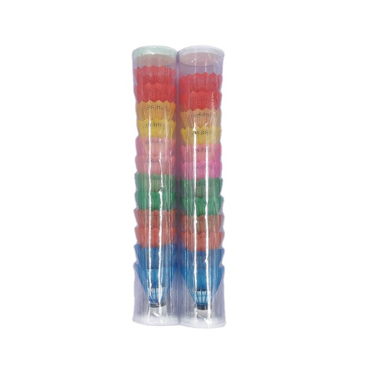 Factory Direct Sale high quality nylon material multi-colored badminton plastic shuttlecock for outdoor sports playing