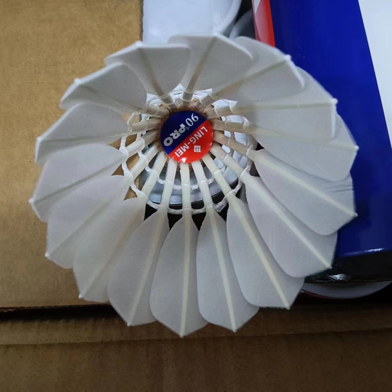 Wholesale goose feather shuttlecock natural cork badminton shuttlecock lingmei 90pro