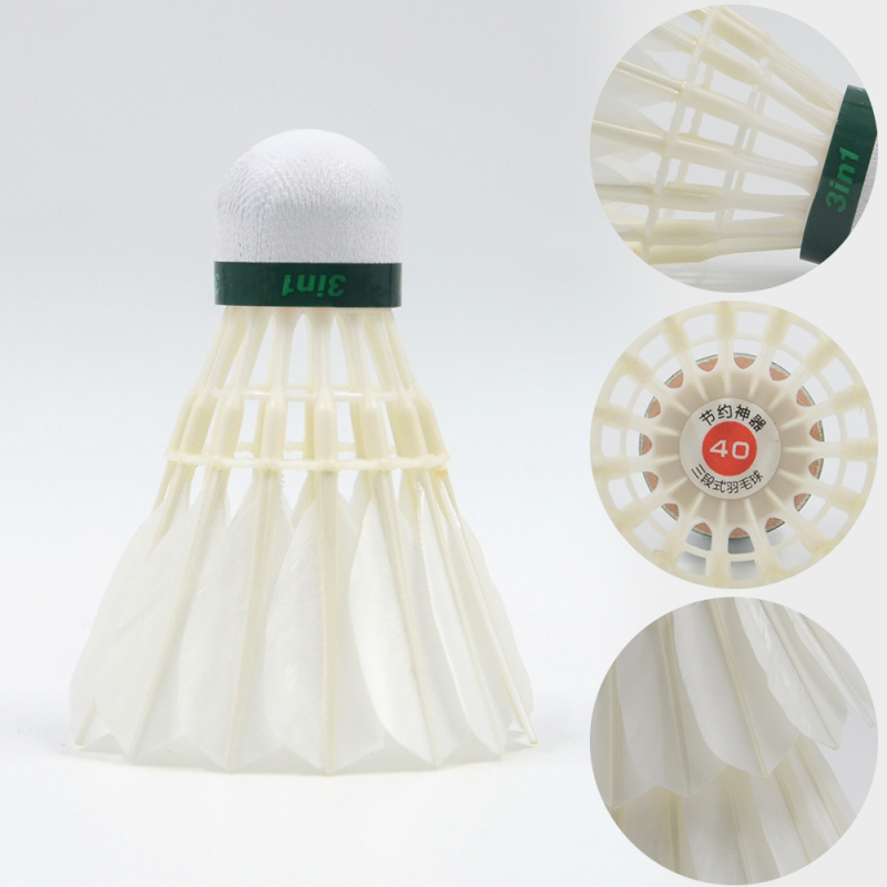 Dmantis Professional 3-in-1 Badminton Shuttlecock Durable Duck Feather with PU Cork Head for Stadium Use