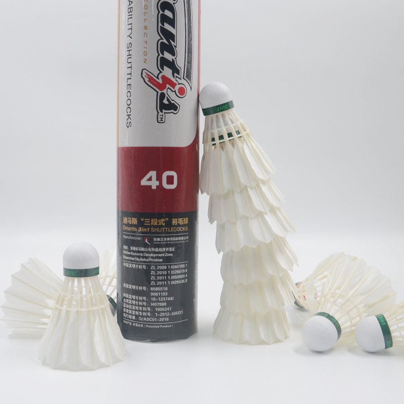 Dmantis Professional 3-in-1 Badminton Shuttlecock Durable Duck Feather with PU Cork Head for Stadium Use