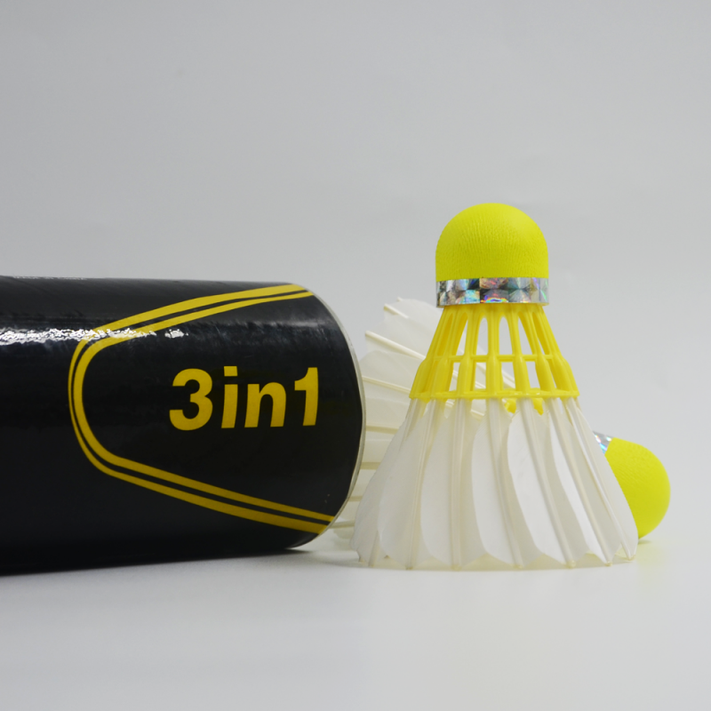 Colorful shuttlecocks D51 3in1 badminton shuttlecocks in Goose Feather Shuttlecock high quality
