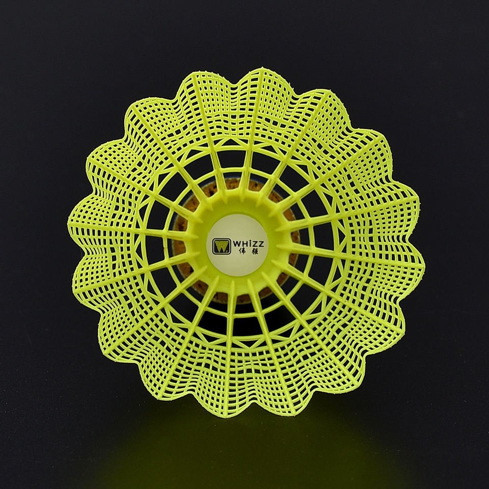 cheaper price badminton 12PCS yellow color with natural soft wood cork nylon badminton shuttlecock
