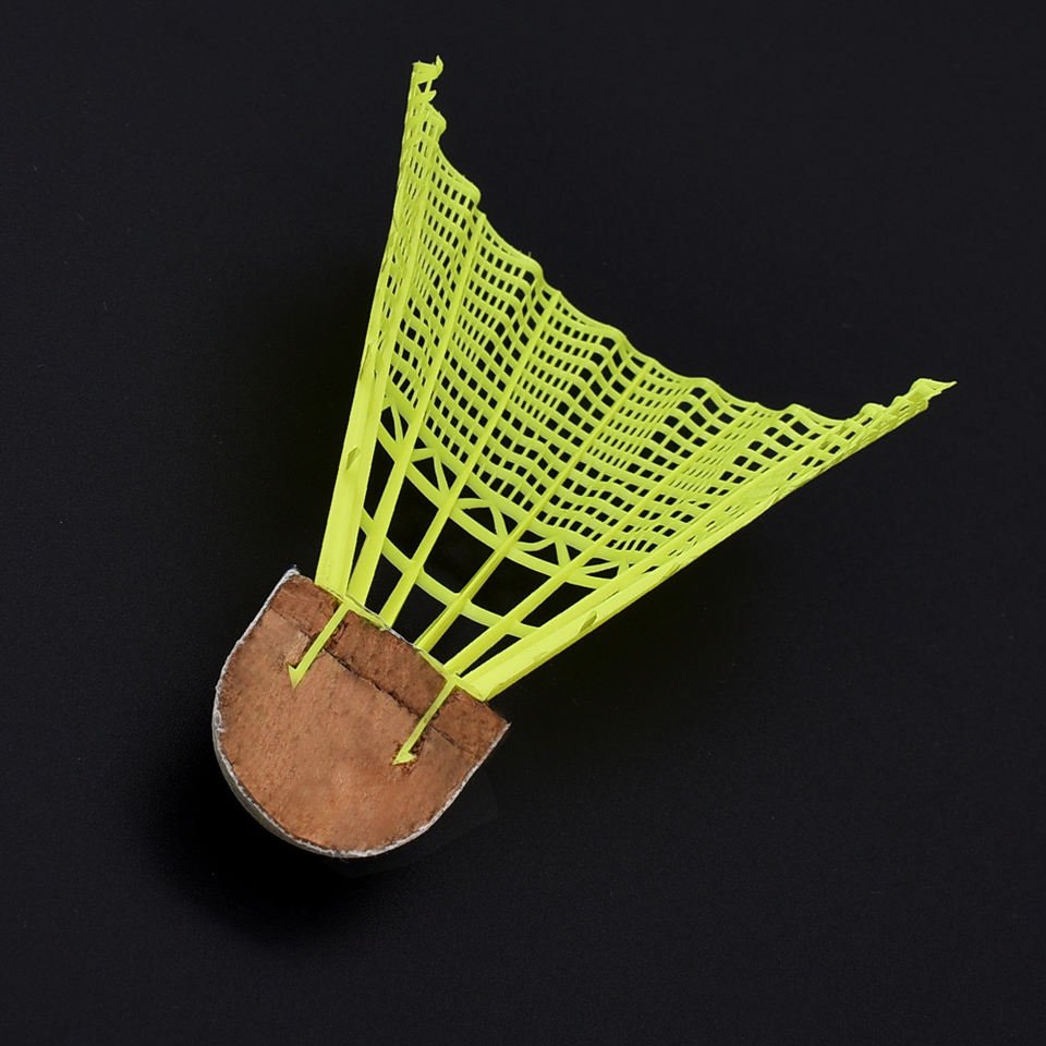 cheaper price badminton 12PCS yellow color with natural soft wood cork nylon badminton shuttlecock