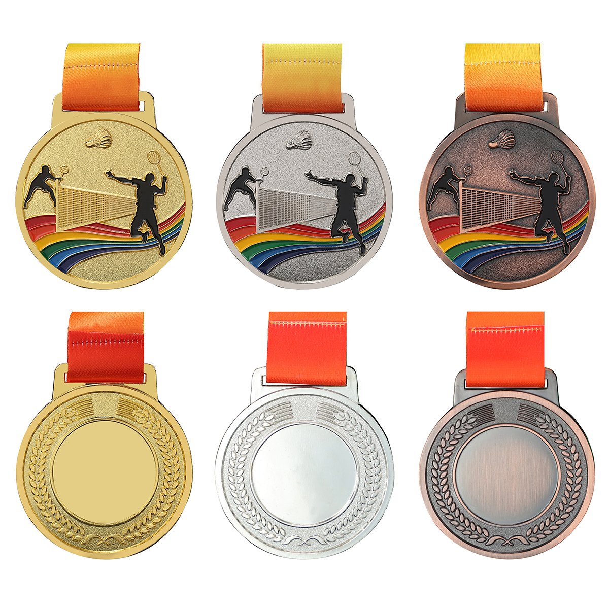 JP0907 High Quality Custom Metal Sports Medals Badminton Championship ping-pong Medal with Ribbon