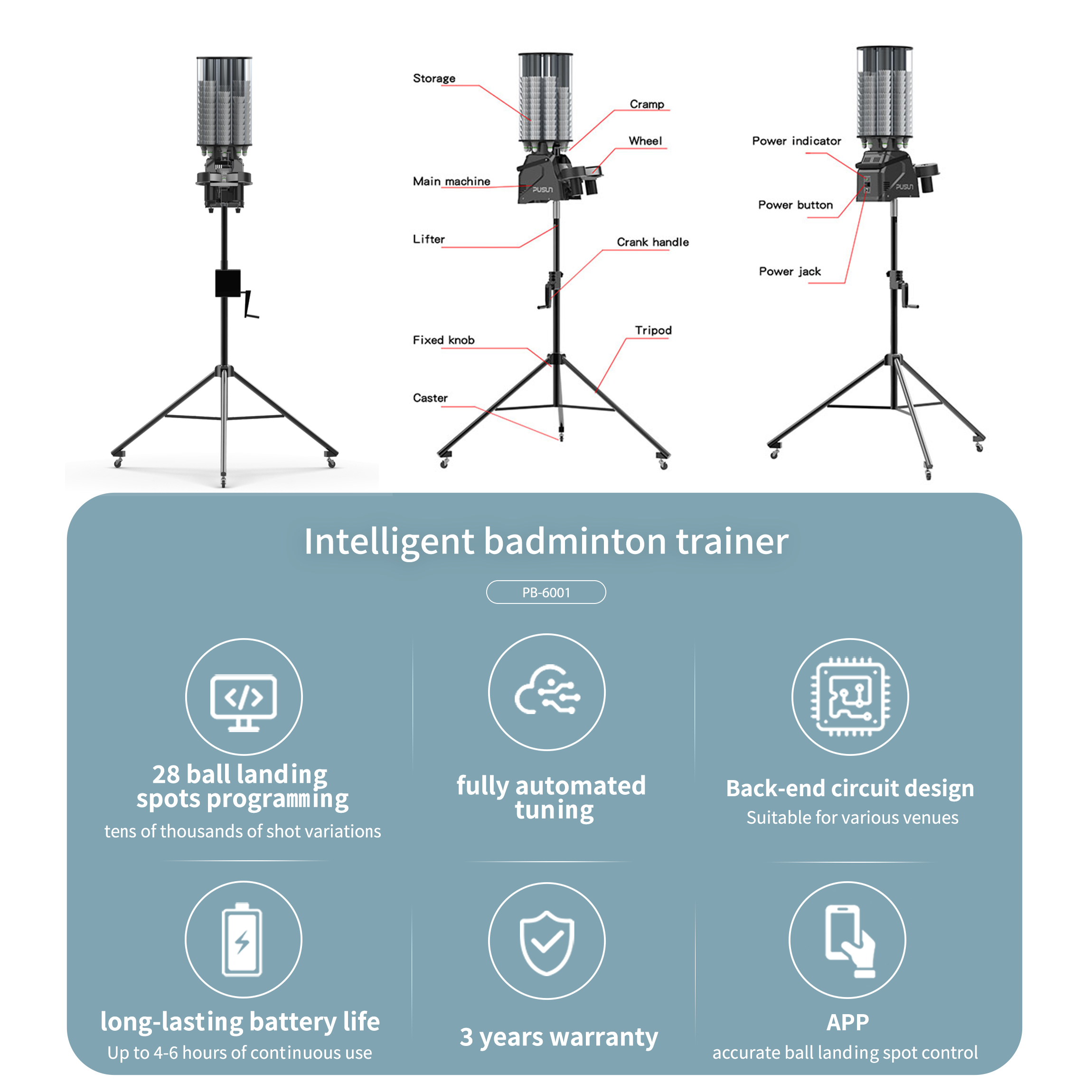 High quality stringing machine badminton Shoot Balls automatic badminton machine for Single Practice