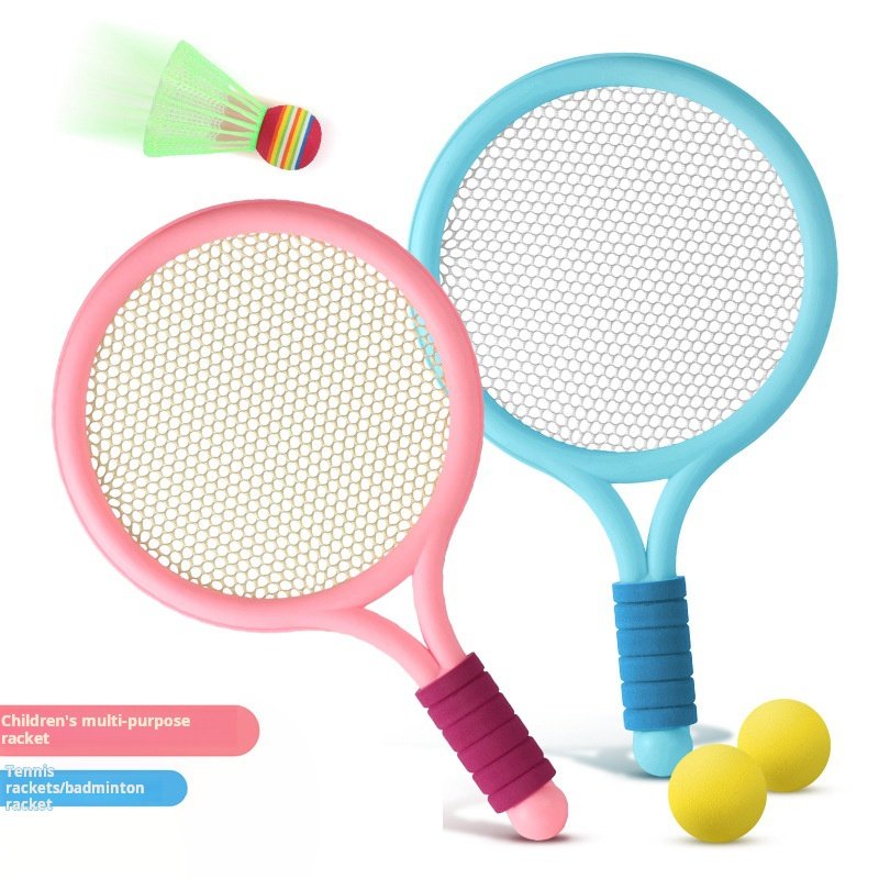 2 in1 Tennis Badminton Racket Set 1 Tennis Balls with 1 Badminton Shuttlecock Kids Badminton Rackets Soft Sport Tennis Toys