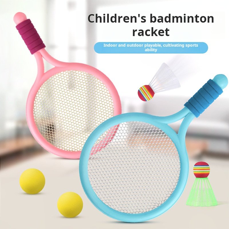 2 in1 Tennis Badminton Racket Set 1 Tennis Balls with 1 Badminton Shuttlecock Kids Badminton Rackets Soft Sport Tennis Toys