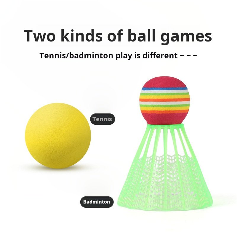 2 in1 Tennis Badminton Racket Set 1 Tennis Balls with 1 Badminton Shuttlecock Kids Badminton Rackets Soft Sport Tennis Toys