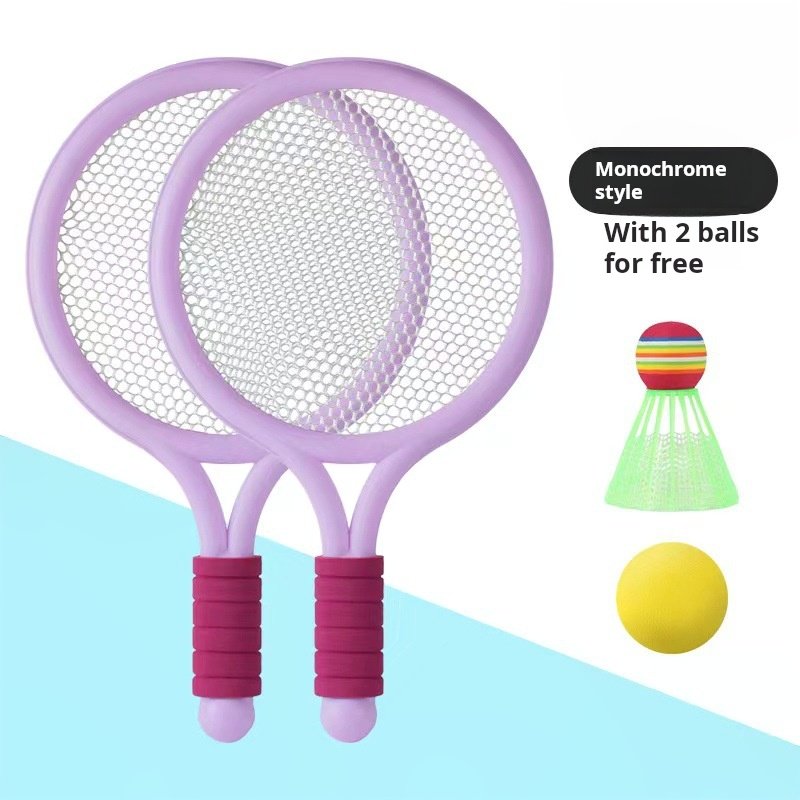 2 in1 Tennis Badminton Racket Set 1 Tennis Balls with 1 Badminton Shuttlecock Kids Badminton Rackets Soft Sport Tennis Toys