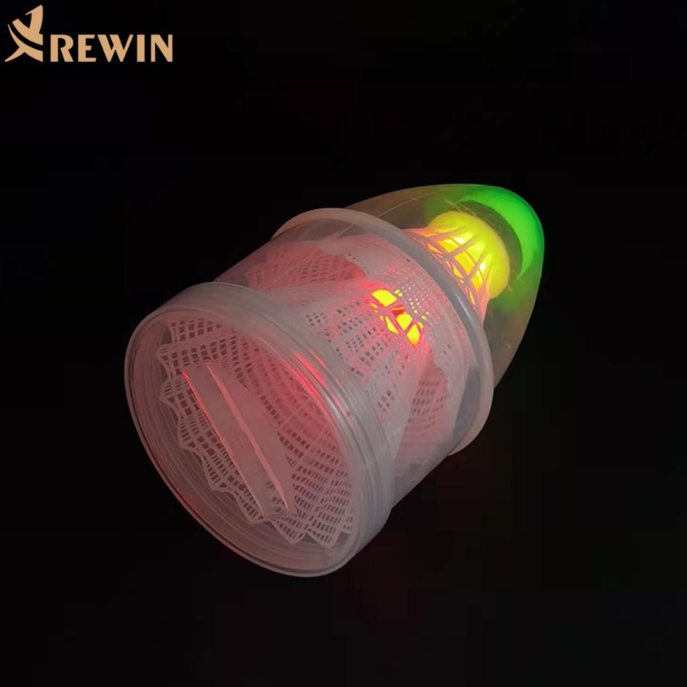 1102 Factory Wholesale Cheap Transparent Plastic Bullet Tube Flashing LED Nylon Badminton Shuttlecock