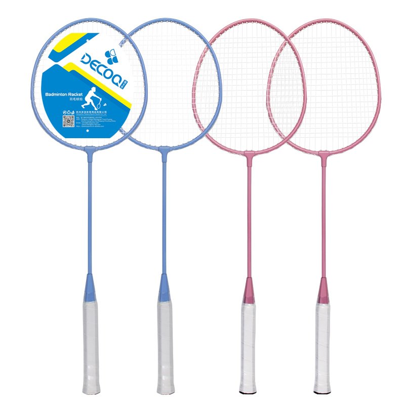 Outdoor Training Portable Badminton Set for 4 Professional Iron Rackets with Light Grip Soft Carbon Cover Offense Type Sports