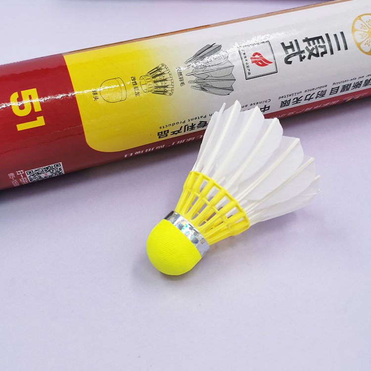 Cost-effective 3in1 Hybrid Shuttlecock OEM Available Feather Fluorescent Yell Badminton Shuttlecock Custom Shuttlecock Badminton