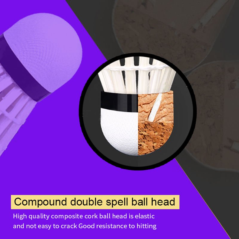 badminton factory direct selling Taiwan Fiber Cork head white color goose curving feather durable shuttlecock