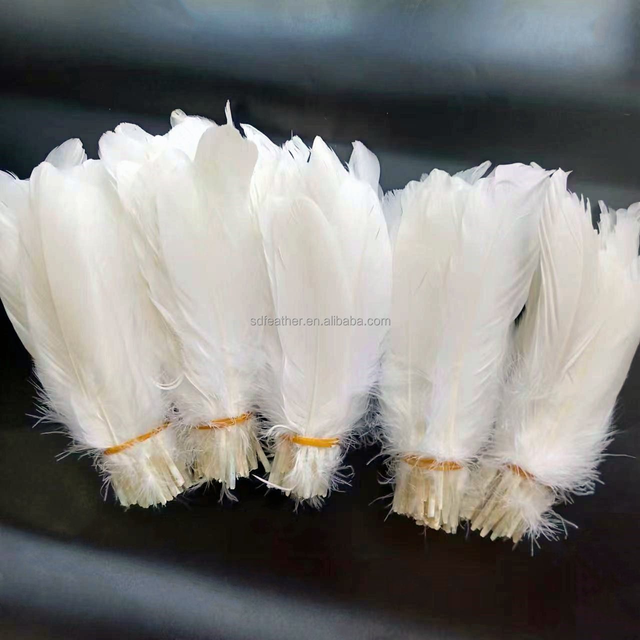 wholesale 6-8" /15-20cm washed white goose feathers for carnival crafts making badminton shuttlecocks