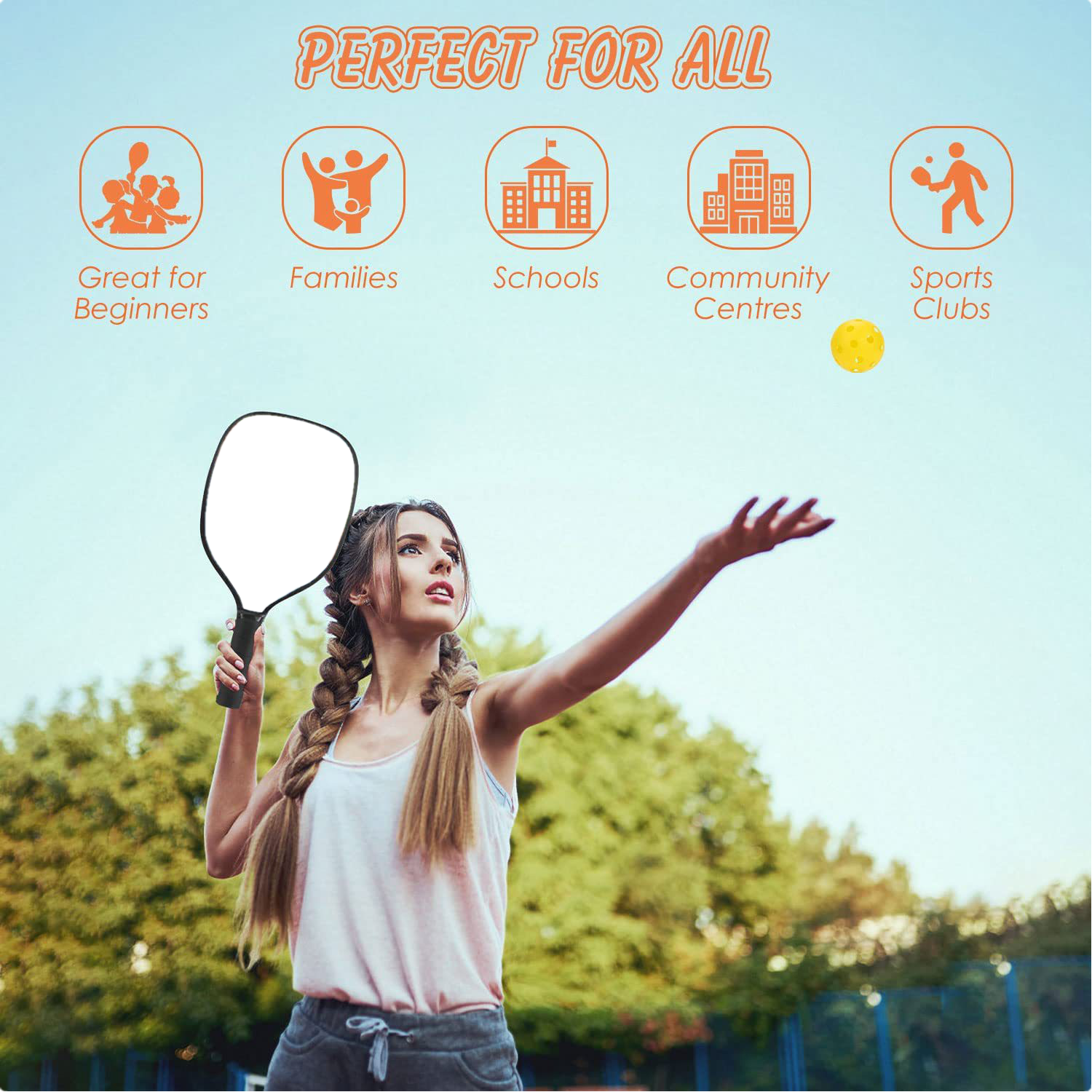 Usapa Approved 100% Fiberglass Pickleball Racket Honey Finish for Cricket