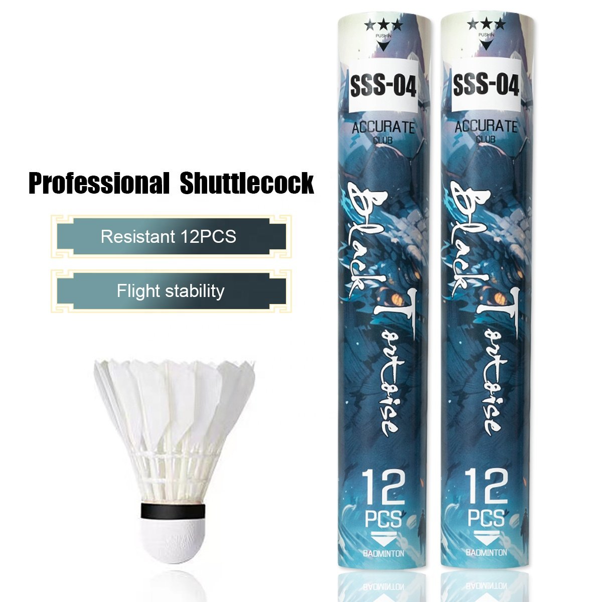 SSS-04 Duck Feather Badminton Shuttlecock 12pcs/Tube High Speed 77 Stable for Outdoor Indoor Sport Training