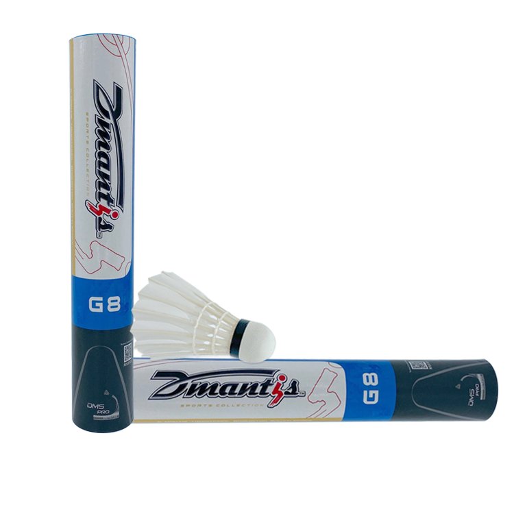 High Level Practicing Tournament training Durable Goose Feather Shuttlecock Badminton aeroplane with Dmantis Brand G8