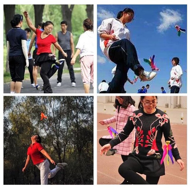 Handmade Feather Chinese Jianzi Foot Kick Shuttlecocks, Beach Sports and Fitness