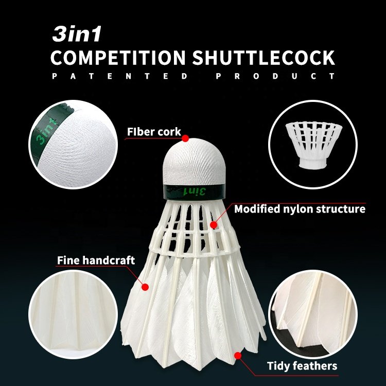 Super Durable Volante de Badminton Class A Duck Feather Agreeable Match Badminton Shuttlecocks Speed 75-79 Badminton Shuttlecock