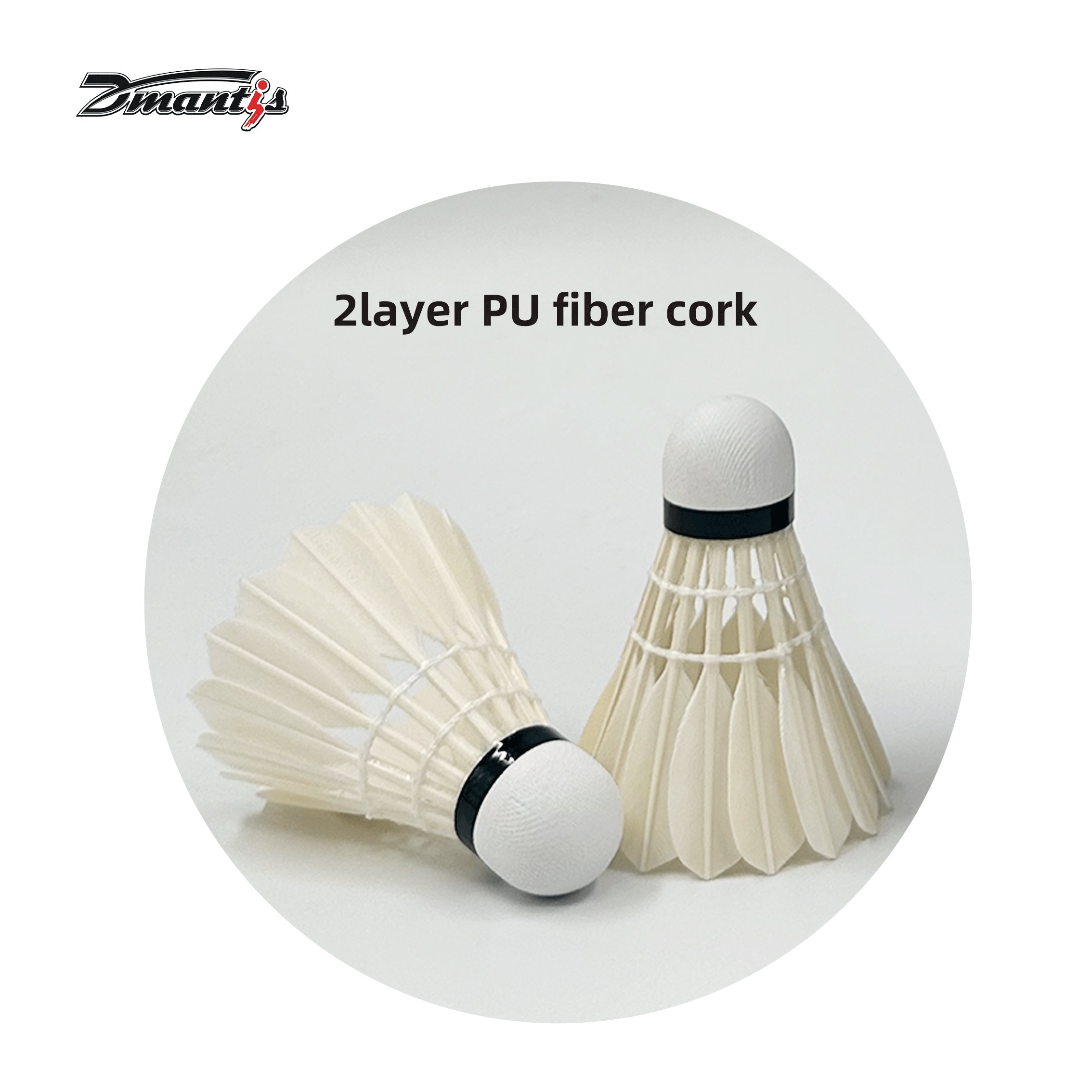 Dmantis Durable Goose Feather Badminton Shuttlecock PU Fiber 2-Layer Cork High quality Goose Feather Shuttlecock