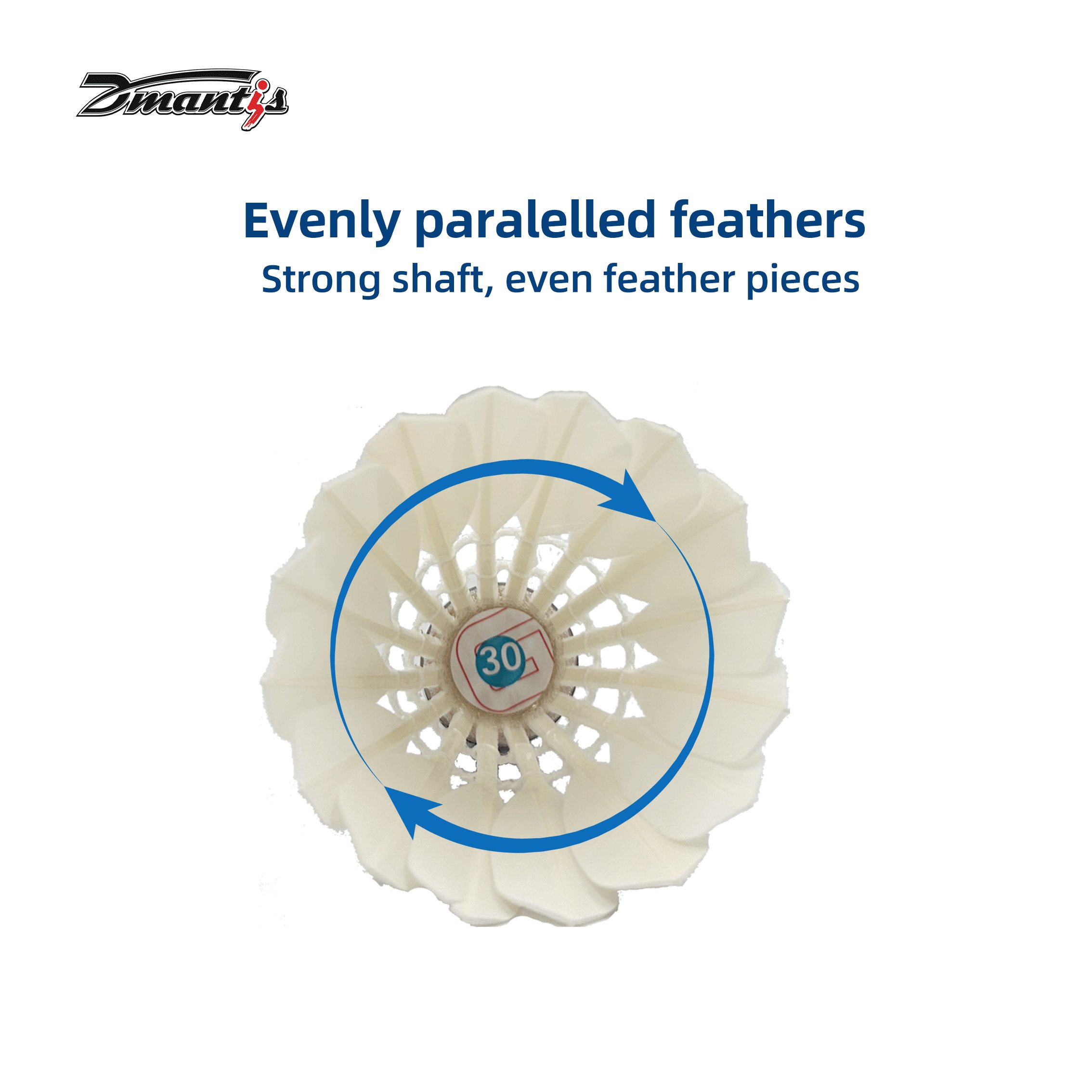 Dmantis Durable Goose Feather Badminton Shuttlecock PU Fiber 2-Layer Cork High quality Goose Feather Shuttlecock
