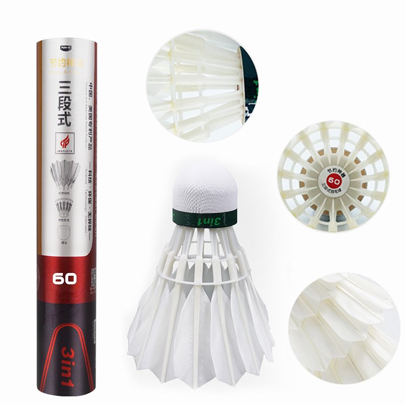 Dmantis 3in1 D60 Competition Natural Feather Tournament Grade Badminton Shuttlecock Hybrid Shuttlecock with High Durability