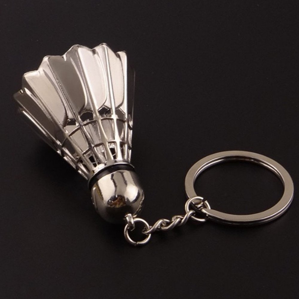 Sports Gift Outdoor Custom 3D Metal Badminton Shaped Pendant Keychain